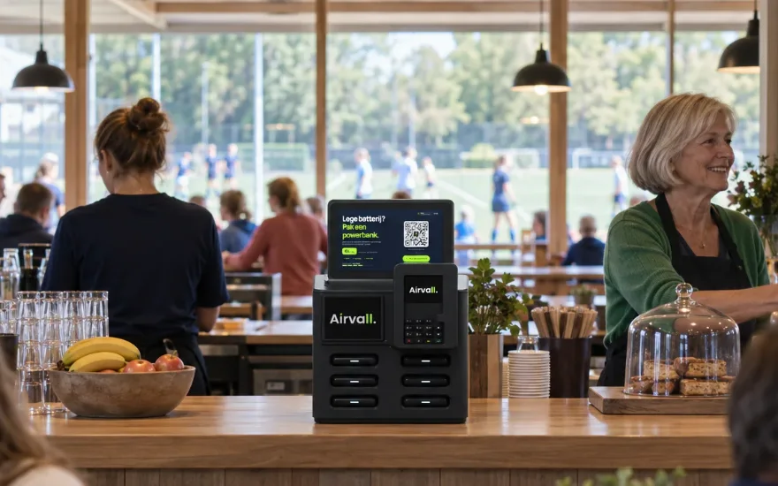 Sfeerbeeld: een Airvall-terminal op de bar van een sportkantine